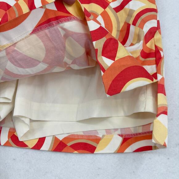LizGolf Skort Size 10 Orange Yellow White Geo Print Pocket Side Zip Golf Stretch - Picture 3 of 10
